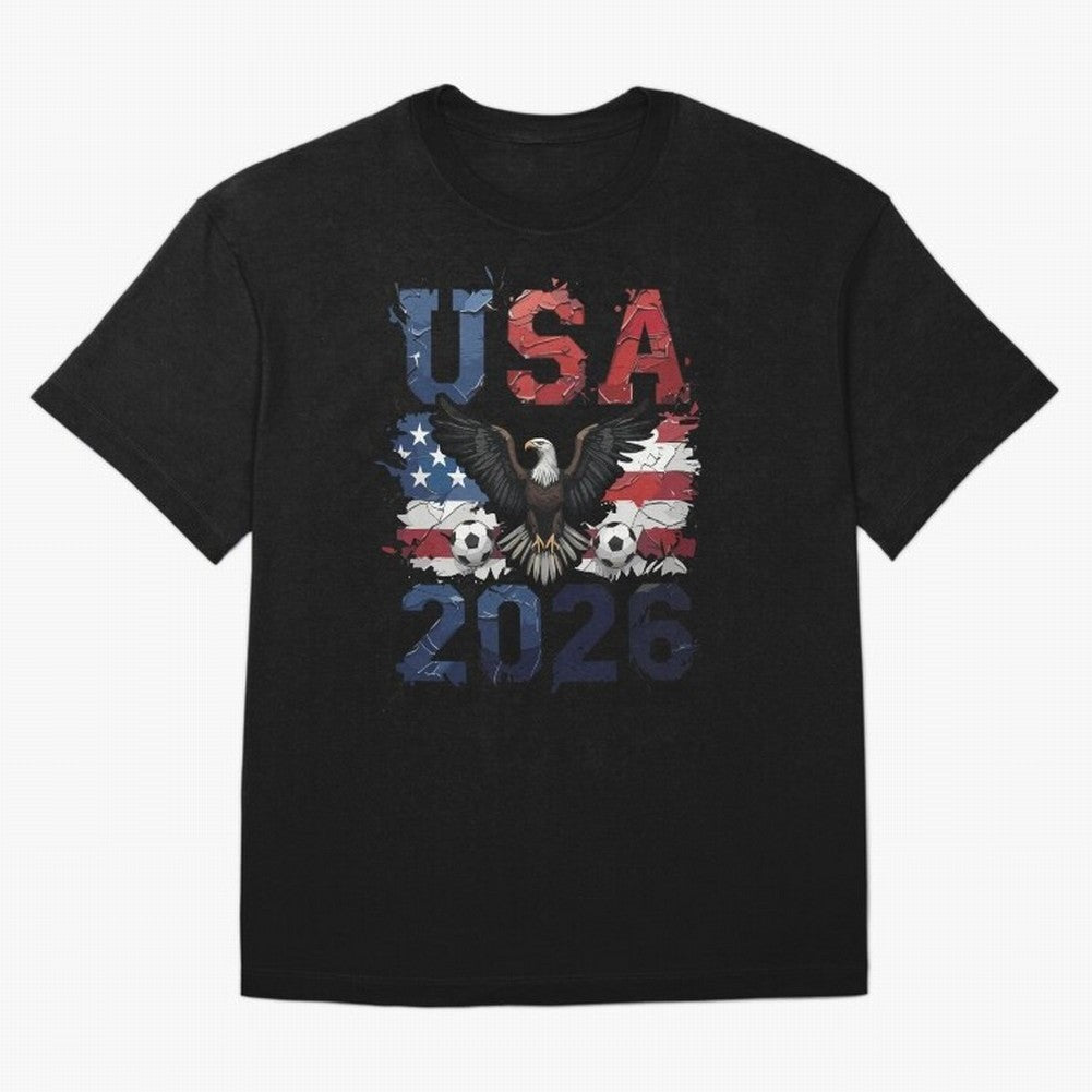 USA 2026 Soccer Eagle - World Cup Football Oversized T-Shirt Showcase Global Football Passion for FIFA World Cup 2026 USA Canada Mexico, Capturing Messi, CR7 and Mbappe, France and Portugal, Global Supporter Spirit, Legendary Goals, National Colors
