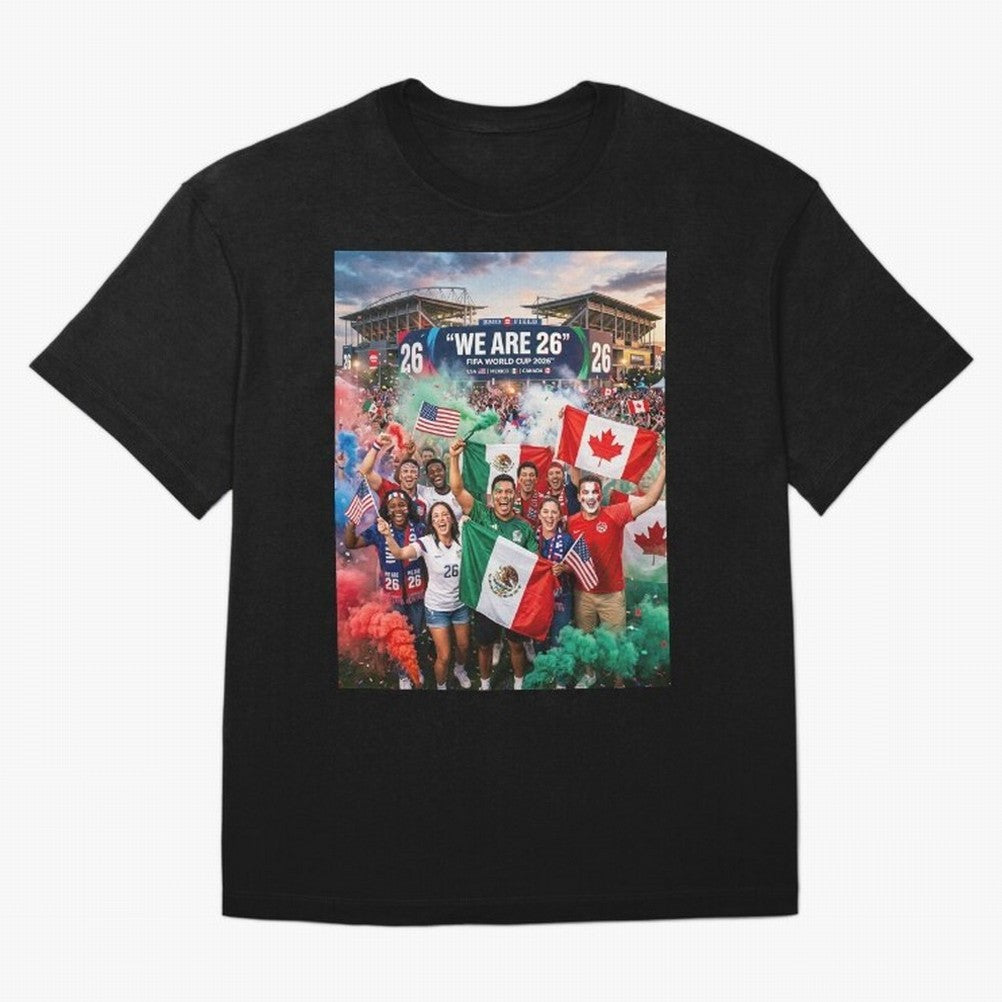 2026 World Cup Fans Celebrate Oversized T-Shirt Show Up for the Glory of FIFA World Cup 2026 Spirit, Centered on Brazil, Portugal and Argentina, Messi, CR7 and Mbappe, Football Festival Excitement, Trophy Ambitions, Country Rivalries and Star