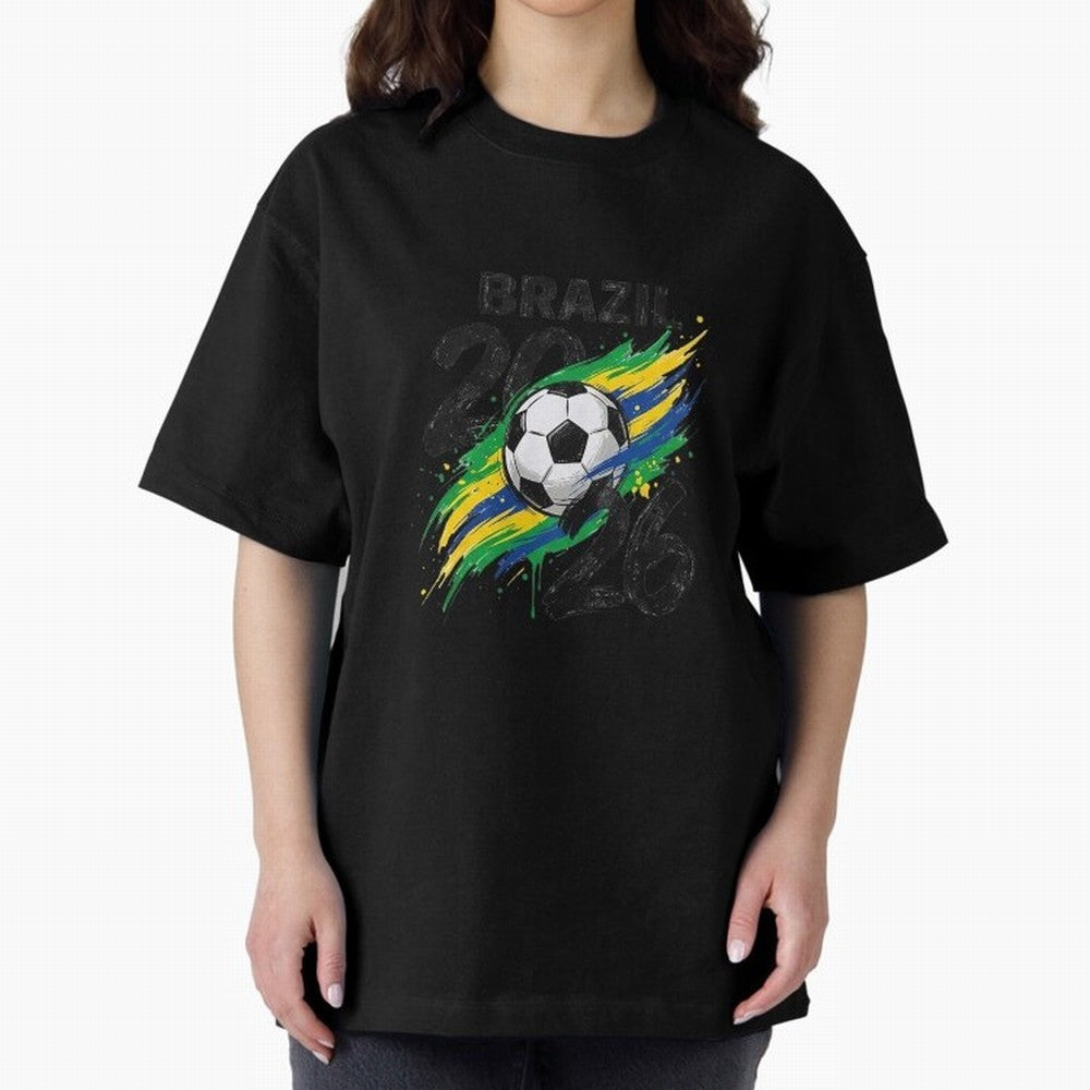 Brazil Soccer 2026 Fan Shirt ¨C Brazil Football Supporter Oversized T-Shirt Celebrate Fan Favorites in FIFA World Cup 2026 USA Canada Mexico Spirit, Capturing France and Portugal, Messi, Neymar and Mbappe, Supporter Pride, Iconic Celebrations,