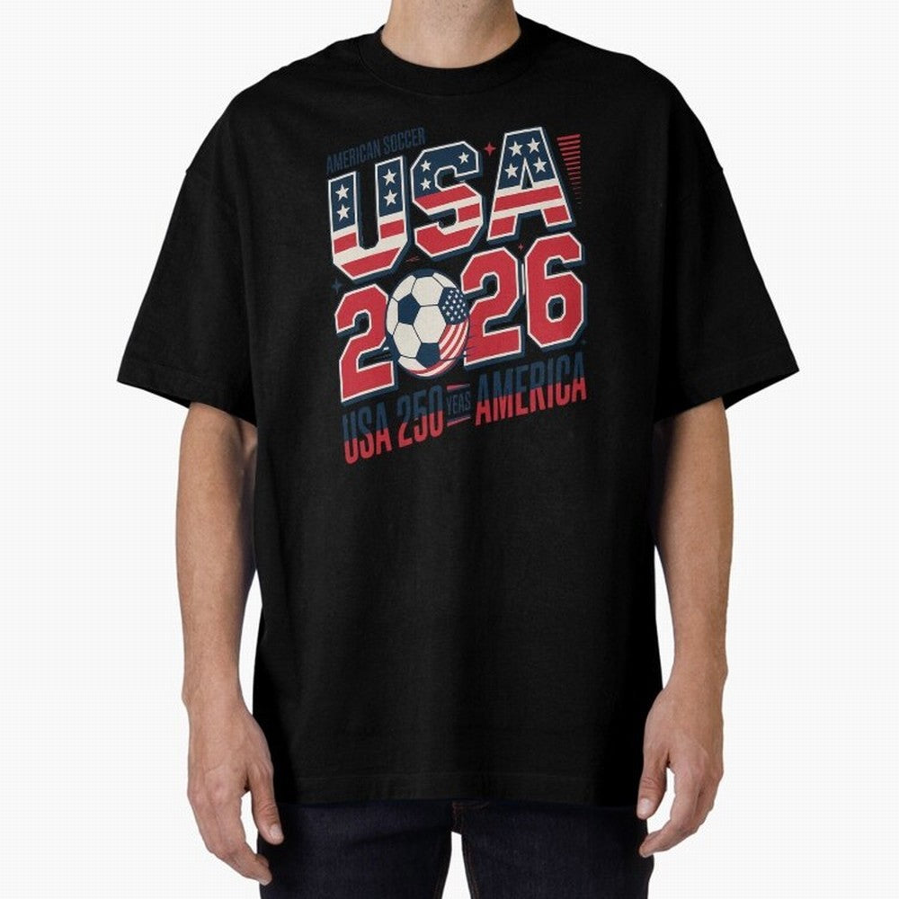 USA Soccer 250 Years 1776 -2026 Oversized T-Shirt Show Your Tournament Heart for Global Football Passion for FIFA World Cup 2026 USA Canada Mexico, Inspired by CR7 and Messi, England and Germany, Game Day Rituals, Football Legends, Country Pride