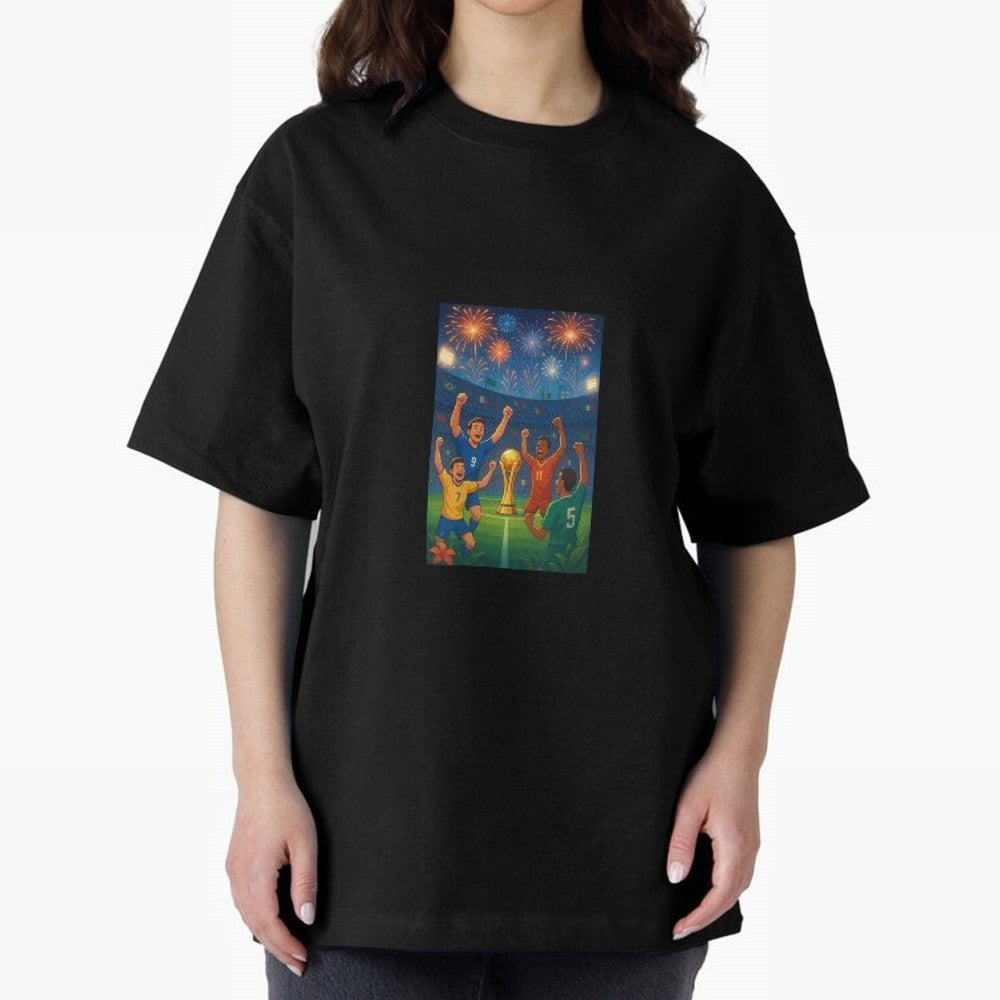 World Cup Oversized T-Shirt Join FIFA World Cup 2026 USA Canada Mexico Spirit, with Portugal, Spain and Germany, Neymar, Vintage Soccer Flavor, Modern Football Stars, National Flags and Final Night Emotion; Created for Match Day Parties, Soccer