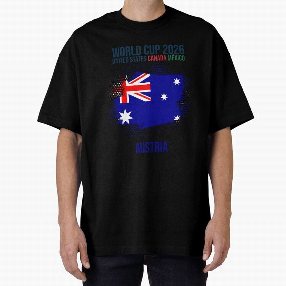 AUSTRIA WORLD CUP 2026 Oversized T-Shirt Show Passion for the Stars of FIFA World Cup 2026 for Fans of Mbappe and Neymar and Argentina, France and Brazil, Bringing Game Day Rituals, Football Legends, Country Pride and the Road to the Final; Perfect