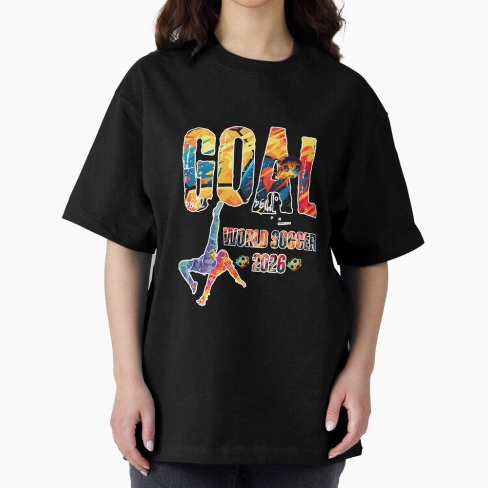 Goal World Soccer Championship 2026 Oversized T-Shirt Celebrate Football Heritage in the FIFA World Cup 2026 USA Canada Mexico Journey through CR7 Highlights, Portugal, Spain and Germany Pride, Vintage Soccer Flavor, Modern Football Stars, National