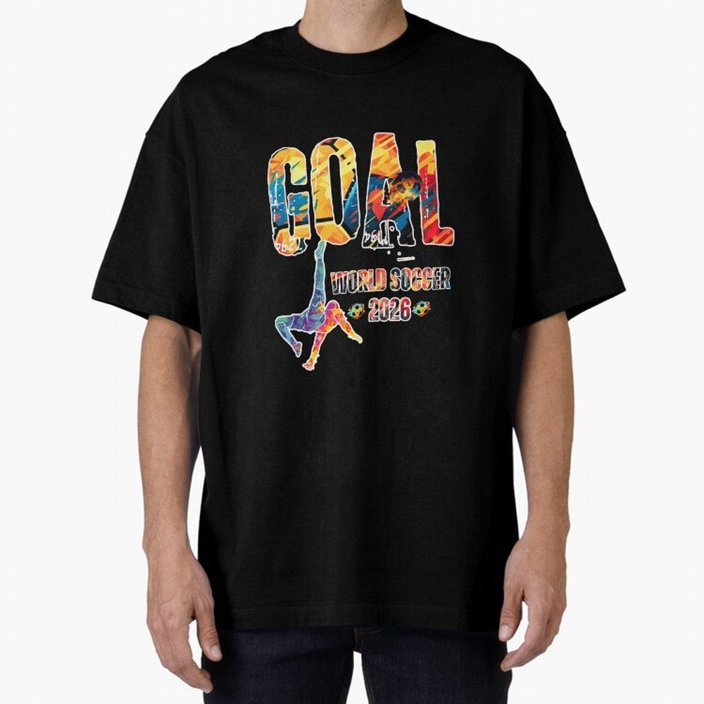 Goal World Soccer Championship 2026 Oversized T-Shirt Celebrate Football Heritage in the FIFA World Cup 2026 USA Canada Mexico Journey through CR7 Highlights, Portugal, Spain and Germany Pride, Vintage Soccer Flavor, Modern Football Stars, National