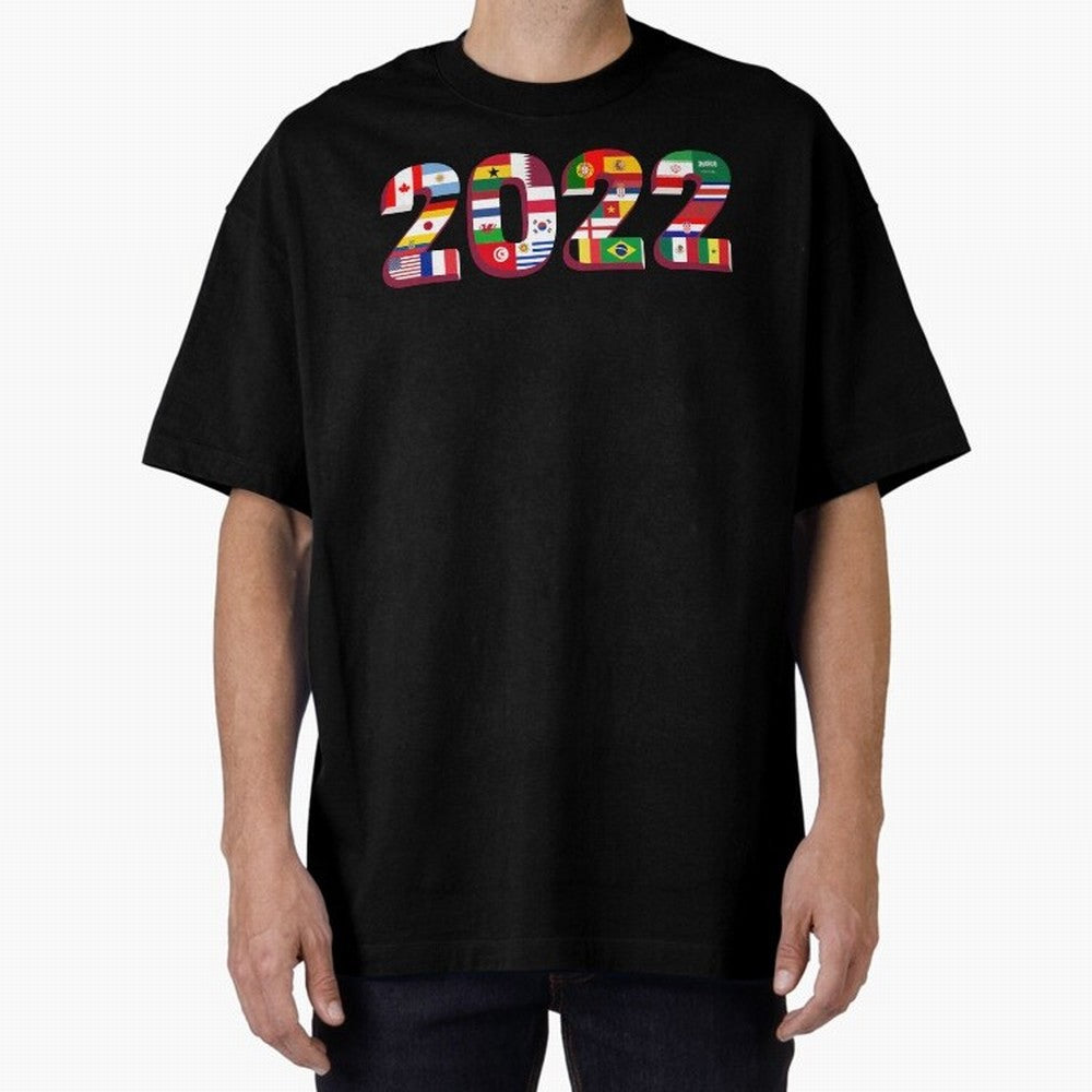 All the 32 Teams that Played in 2022 in Qatar for Football Fans Oversized T-Shirt Show Your Tournament Heart for the FIFA World Cup 2026 USA Canada Mexico Journey through Messi, Neymar and Mbappe Highlights, England and Germany Pride, Stadium