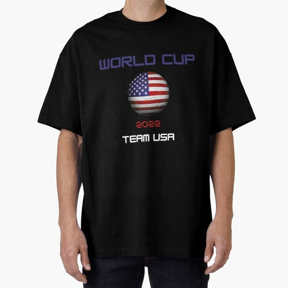 World cup 2022 Team USA Oversized T-Shirt Bring Global Tournament Vibes to FIFA World Cup 2026 Group Stage Spirit, Highlighting Spain, Messi and Cristiano Ronaldo, Worldwide Fan Energy, Dramatic Goals, Stadium Lights and Championship Celebrations;