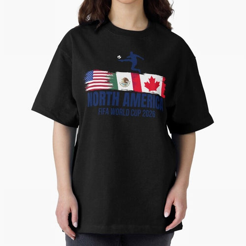2026 North America Soccer World Tour - USA Mexico Canada Oversized T-Shirt Celebrate Football Heritage in Global Football Passion for FIFA World Cup 2026 USA Canada Mexico, Celebrating Messi and Cristiano Ronaldo, Argentina, Classic Soccer