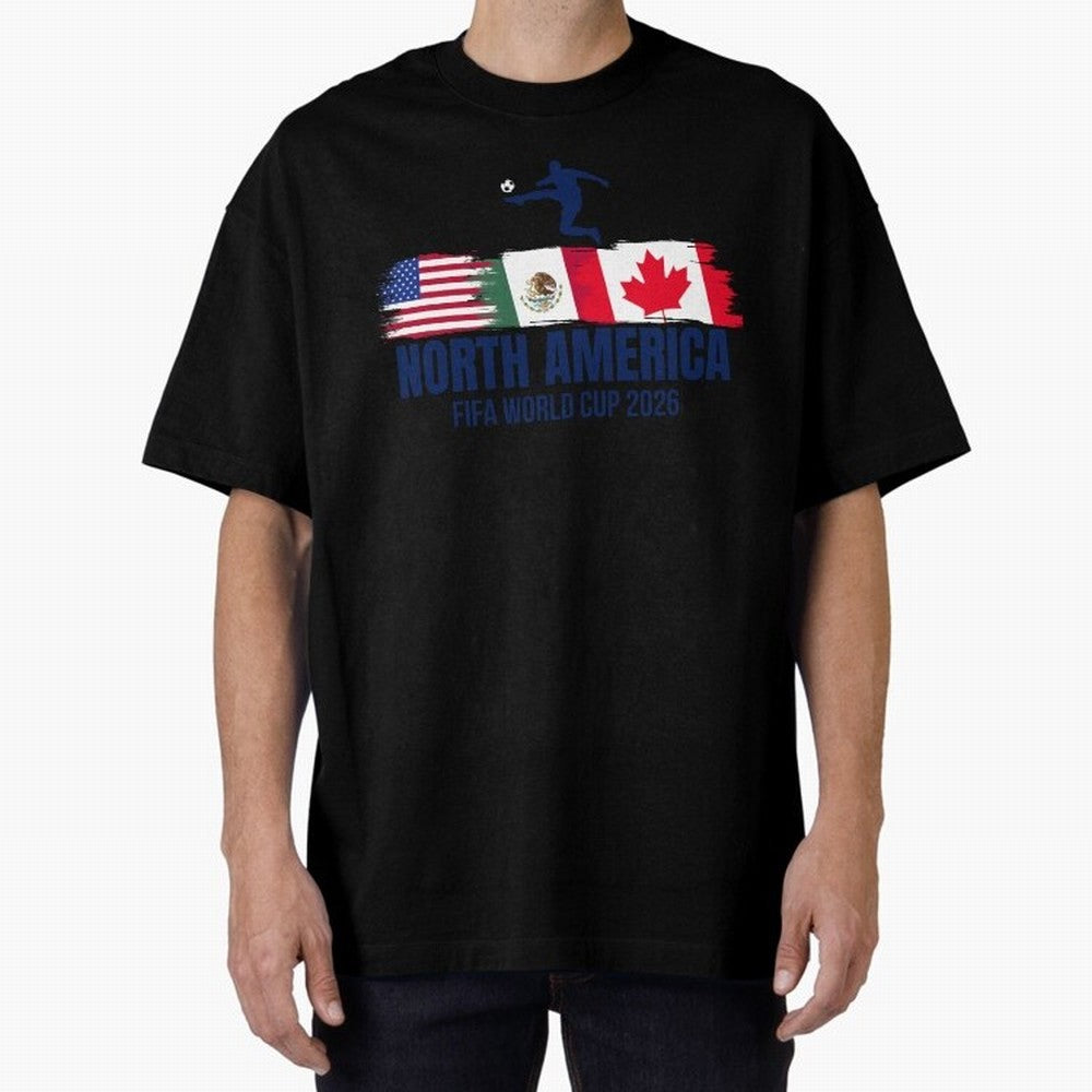 2026 North America Soccer World Tour - USA Mexico Canada Oversized T-Shirt Celebrate Football Heritage in Global Football Passion for FIFA World Cup 2026 USA Canada Mexico, Celebrating Messi and Cristiano Ronaldo, Argentina, Classic Soccer