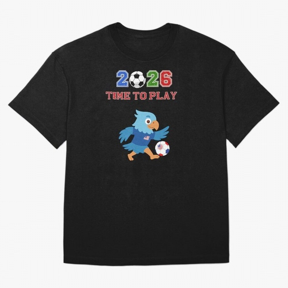 USA Soccer Eagle Mascot 2026 Time To Play Football Oversized T-Shirt Build Global Football Passion for FIFA World Cup 2026 USA Canada Mexico, Inspired by Cristiano Ronaldo, Haaland and CR7, France and Portugal, Fan Favorite Moments, National Team