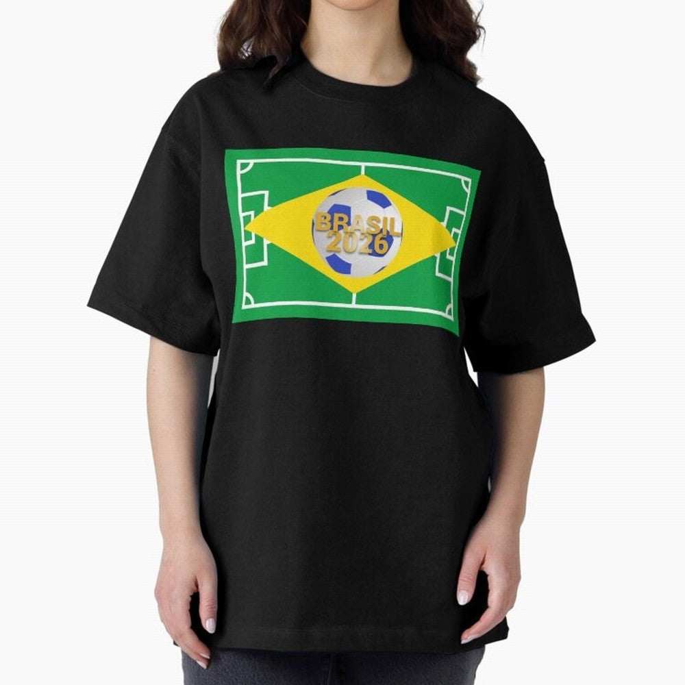 Brazil World Cup 2026 Oversized T-Shirt Support Iconic Players in Match Day Hype around FIFA World Cup 2026, Neymar, Haaland and Cristiano Ronaldo, Argentina, France and Brazil, Football History, Final Match Energy, Crowd Noise and Once in a