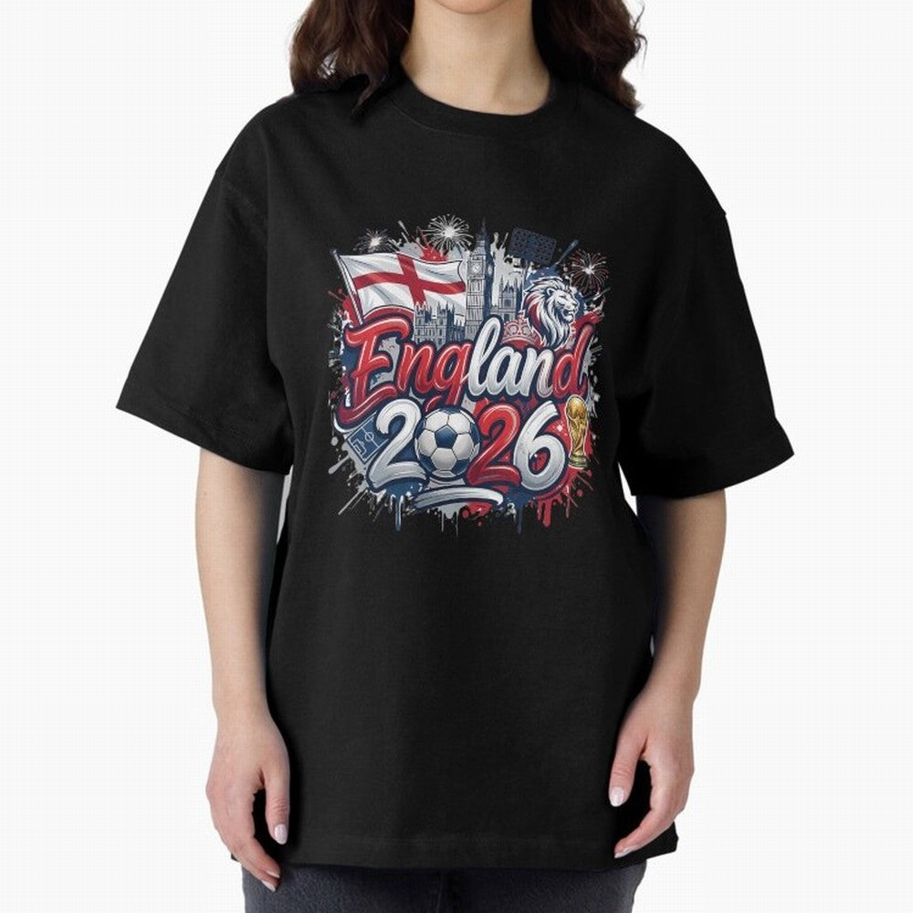 England World Cup 2026 Football Legacy Oversized T-Shirt Bring Home FIFA World Cup 2026 Featuring Messi, CR7 and Mbappe, Argentina, France and Brazil Energy, Match Day Excitement, Supporter Culture, Golden Goals and Global Football Passion; Great