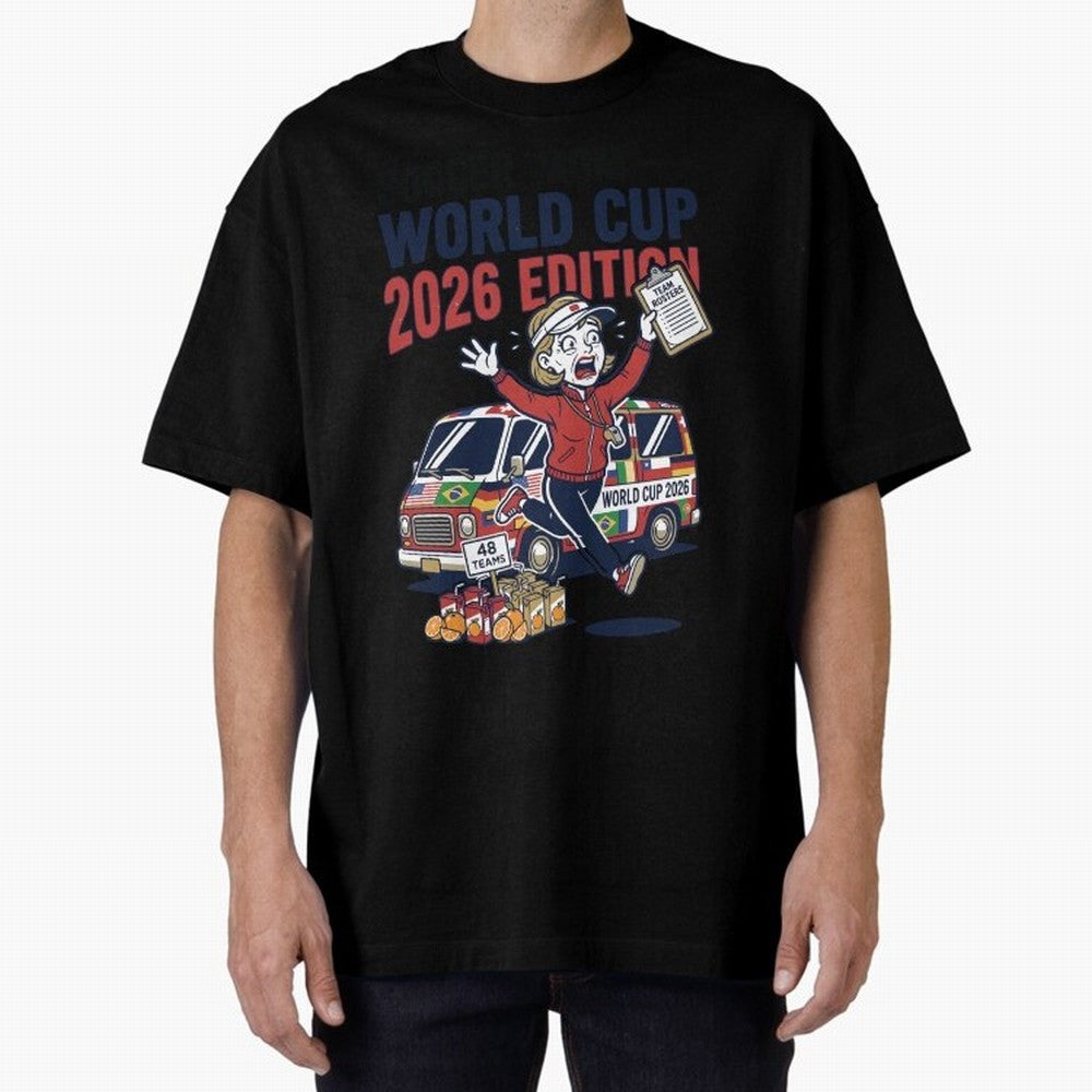 Soccer Mom ¡ª World Cup 2026 Edition V2 Oversized T-Shirt Capture FIFA World Cup 2026 USA Canada Mexico for Fans of Neymar, Haaland and Cristiano Ronaldo and France, Bringing Championship Spirit, Famous Goals, Roaring Crowds and International