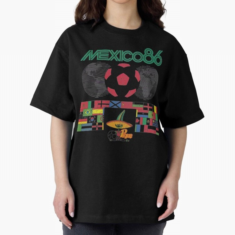 MEXICO-86-WORLD-CUP-T-SHIRT Oversized T-Shirt Bring Stadium Energy to FIFA World Cup 2026 Group Stage Spirit, with Argentina, France and Brazil, Messi, Neymar and Mbappe, Champion Mindset, Group Stage Buzz, Knockout Tension and Passionate Fan