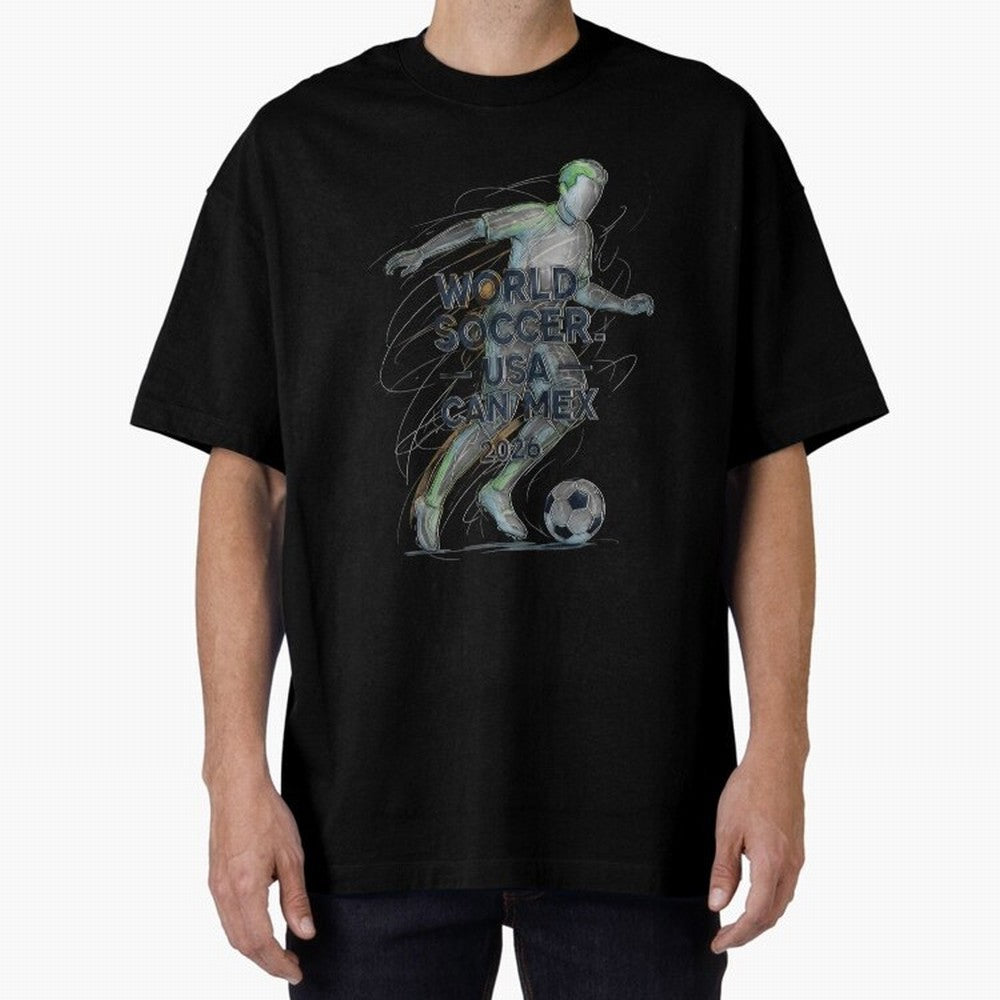 Triumphant Kick 2026 Oversized T-Shirt Fuel the Hype around the FIFA World Cup 2026 USA Canada Mexico Journey through Cristiano Ronaldo, Haaland and CR7 Highlights, Portugal, Spain and Germany Pride, Goal Celebration Energy, Supporter Heritage,