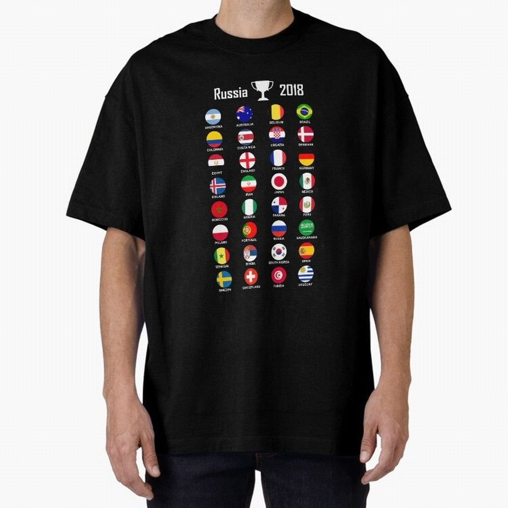 Russia 2018 Football Soccer Championship Oversized T-Shirt Celebrate Global Football Passion for FIFA World Cup 2026 USA Canada Mexico, Centered on Messi, England, Worldwide Fan Energy, Dramatic Goals, Stadium Lights and Championship Celebrations;