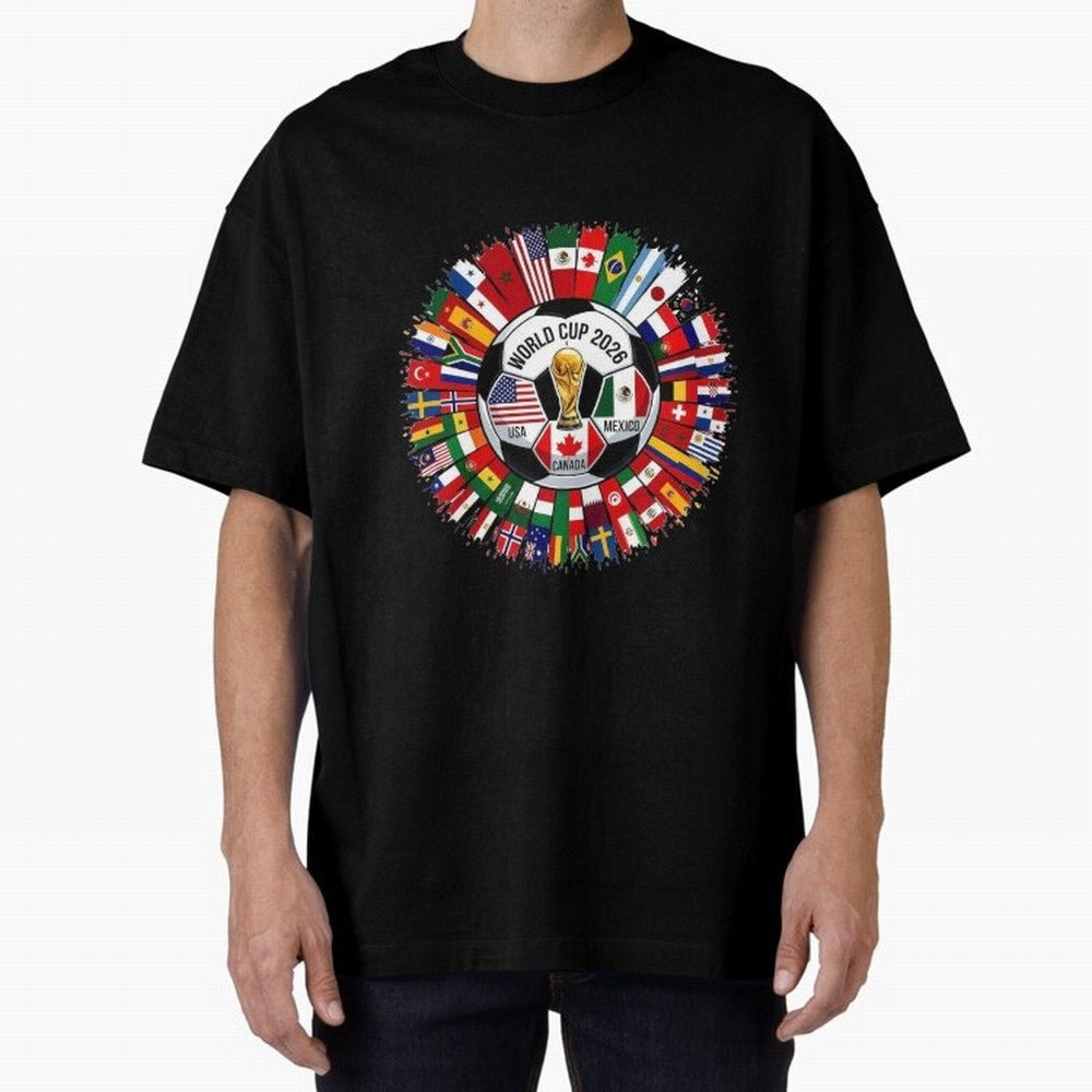 USA Canada Mexico 2026 Football Celebration Fan Art Oversized T-Shirt Join Match Day Hype around FIFA World Cup 2026 Group Stage, Haaland, Argentina, France and Brazil, Soccer Culture, Superstar Moments, National Team Dreams and Competitive Fire;