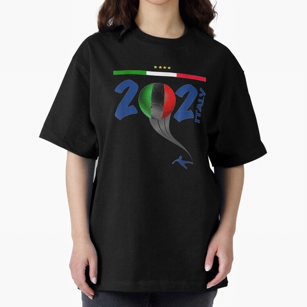Italy Football - Italian Soccer National Team Oversized T-Shirt Back the Journey through Global Football Passion for FIFA World Cup 2026 Group Stage, Highlighting Neymar, Haaland and Cristiano Ronaldo, Spain, Sports Nostalgia, International