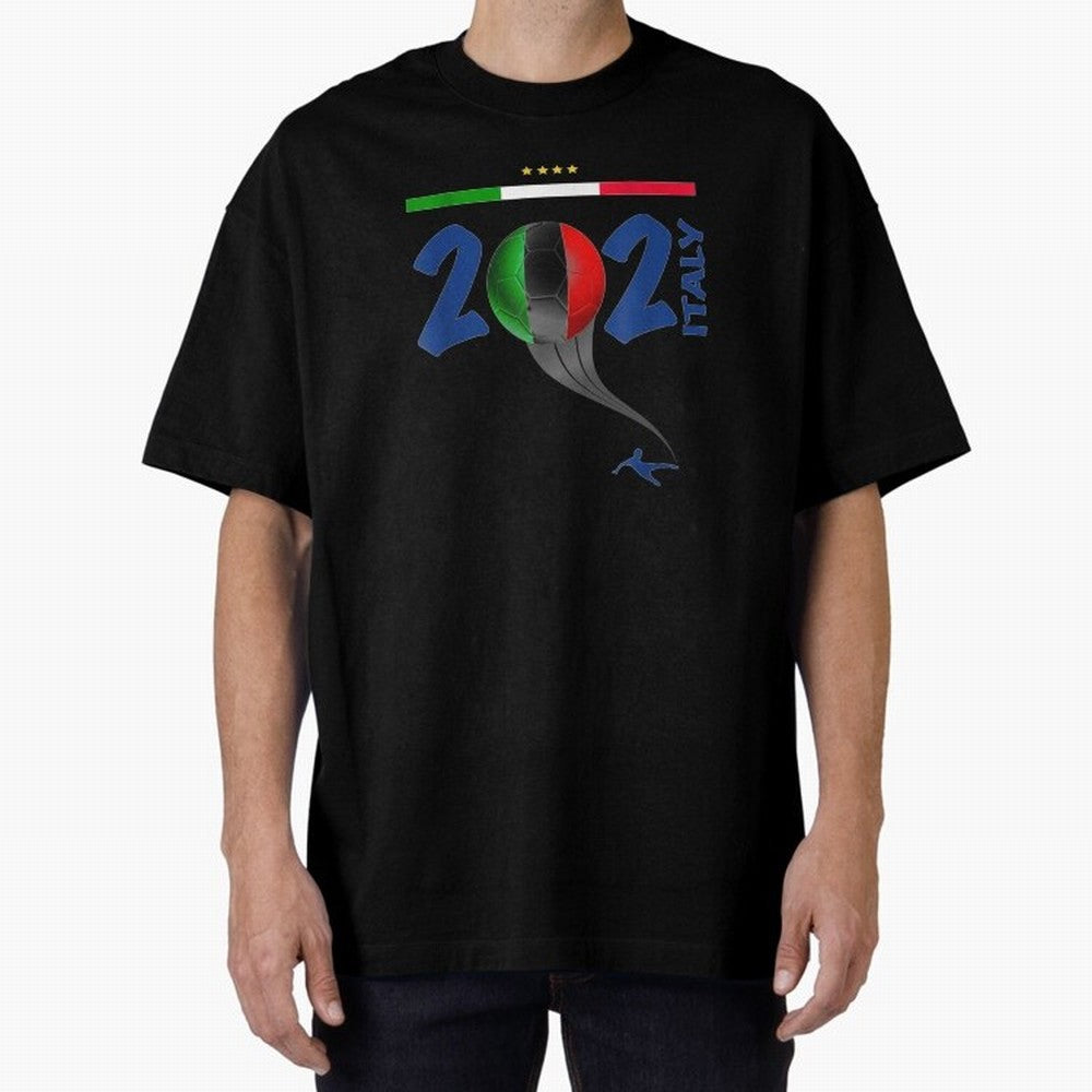 Italy Football - Italian Soccer National Team Oversized T-Shirt Back the Journey through Global Football Passion for FIFA World Cup 2026 Group Stage, Highlighting Neymar, Haaland and Cristiano Ronaldo, Spain, Sports Nostalgia, International