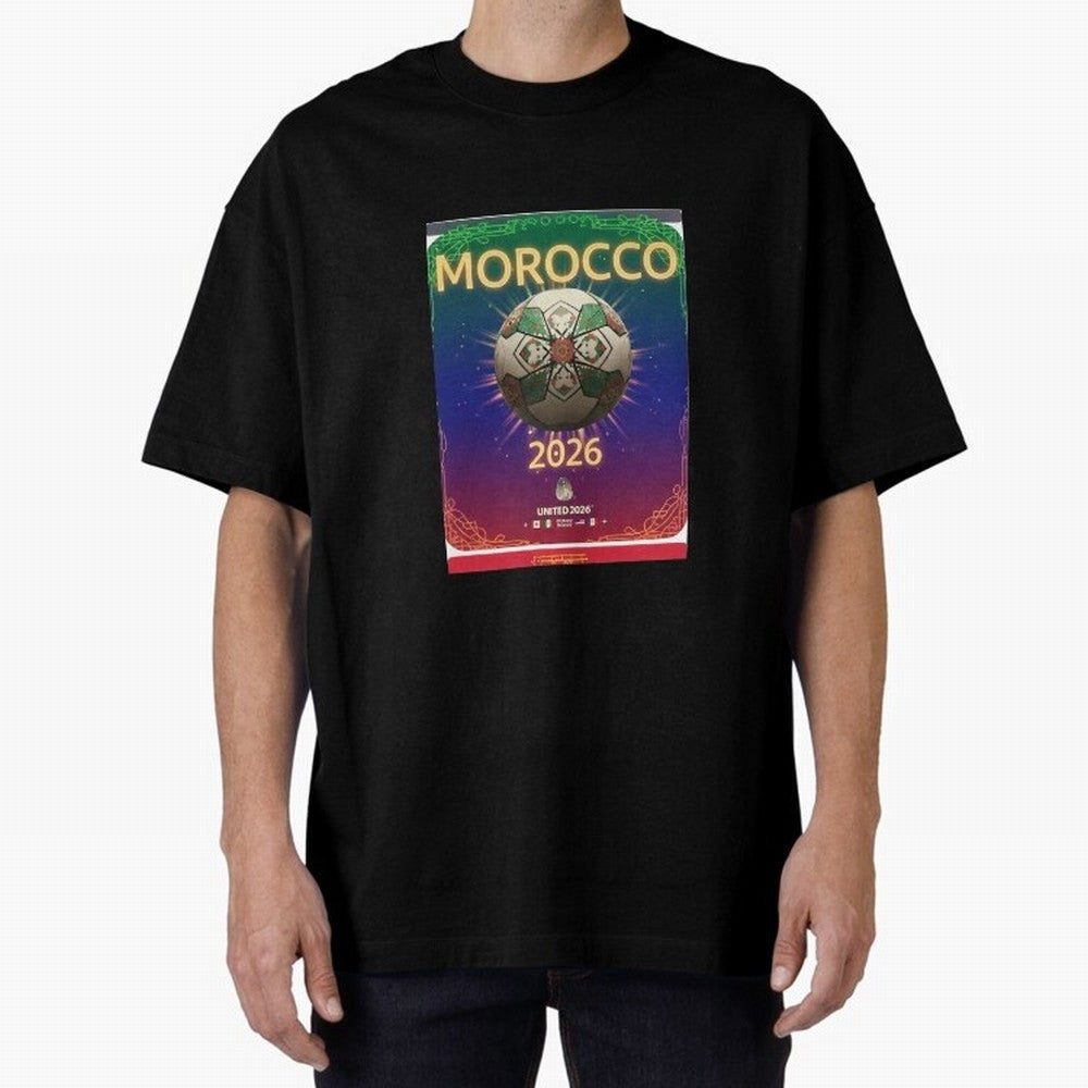 Morocco 2026 World Cup - Traditional Zellige Football Oversized T-Shirt Fuel FIFA World Cup 2026 Spirit, Celebrating Germany, Cristiano Ronaldo, Haaland and CR7, Stadium Memories, Football Loyalty, International Chants and Championship Tradition;