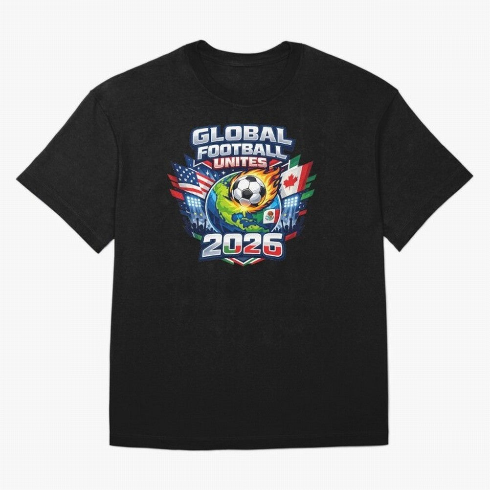 Global Football Unites 2026 USA Canada Mexico Oversized T-Shirt Celebrate the Stars of FIFA World Cup 2026 USA Canada Mexico Spirit, Featuring Argentina, Messi, CR7 and Mbappe, Retro Football Energy, Iconic Rivalries, Trophy Chase Drama and Stadium