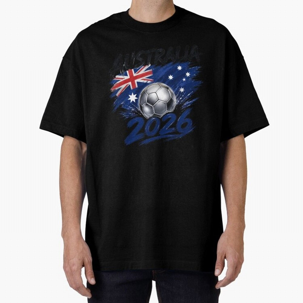 Australia Soccer 2026: Grunge Flag & Football Pride Oversized T-Shirt Feel the Trophy Chase of Global Football Passion for FIFA World Cup 2026, Inspired by CR7 and Messi, France, Stadium Chants, National Pride, Trophy Dreams and Unforgettable
