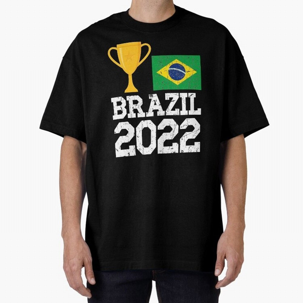 Brazil Soccer Team Fan Football Brazilian Flag 2022 T-Shirt - Brazil T shirt Soccer - Brazil Flag Vintage - Brazilian Oversized T-Shirt Carry the Dream of Match Day Hype around FIFA World Cup 2026 Group Stage, Haaland and Mbappe, Spain and