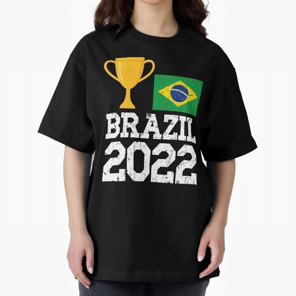 Brazil Soccer Team Fan Football Brazilian Flag 2022 T-Shirt - Brazil T shirt Soccer - Brazil Flag Vintage - Brazilian Oversized T-Shirt Carry the Dream of Match Day Hype around FIFA World Cup 2026 Group Stage, Haaland and Mbappe, Spain and