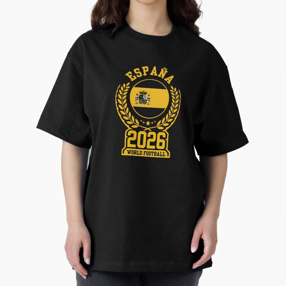 Spain World Football 2026 T-Shirt_87604013 Oversized T-Shirt Carry the Dream of Match Day Hype around FIFA World Cup 2026 USA Canada Mexico, Messi, Neymar and Mbappe, England and Germany, Vintage Soccer Flavor, Modern Football Stars, National Flags