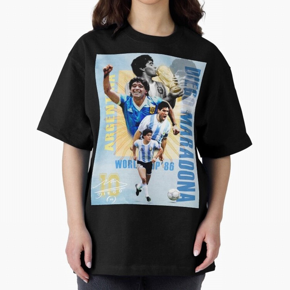 Diego Maradona Argentina Poster - Iconic World Cup Legend Art Print Oversized T-Shirt Celebrate Fan Culture around Match Day Hype around FIFA World Cup 2026, CR7 and Messi, Argentina and Brazil, Stadium Memories, Football Loyalty, International