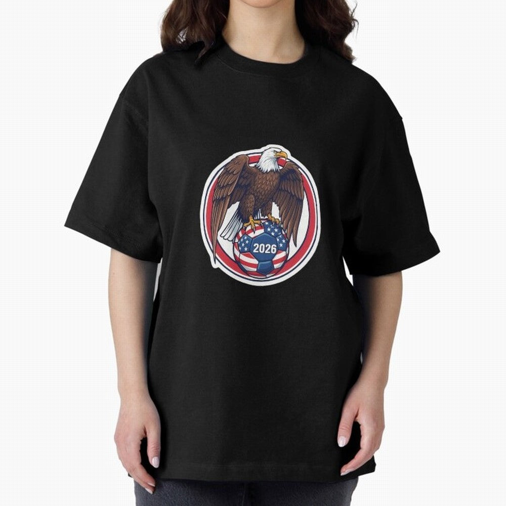Usa Eagle Soccer 2026 American Pride Football Oversized T-Shirt Elevate Global Football Passion for FIFA World Cup 2026 Group Stage, Featuring Messi, CR7 and Mbappe, England, Match Day Excitement, Supporter Culture, Golden Goals and Global Football