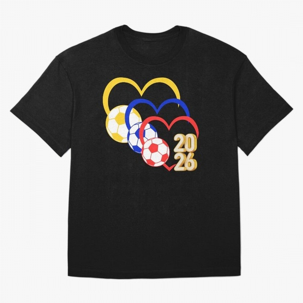 Football 2026 Hearts Colombia Sports Design Oversized T-Shirt Stand with FIFA World Cup 2026 Spirit, Capturing England, France and Netherlands, Messi, CR7 and Mbappe, Match Day Excitement, Supporter Culture, Golden Goals and Global Football