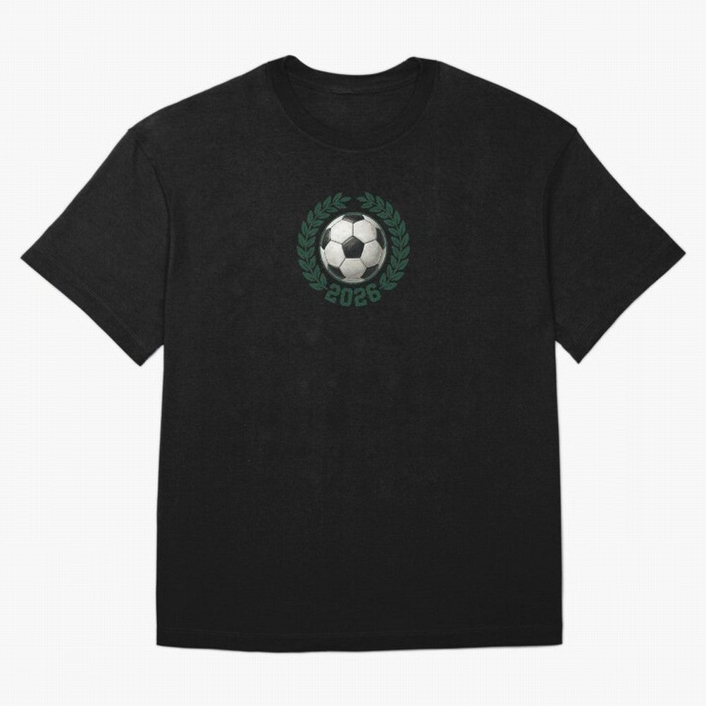 Retro Soccer 2026 Varsity Laurel Wreath Graphic Oversized T-Shirt Represent Football Lovers during Global Football Passion for FIFA World Cup 2026 Group Stage, Made for Neymar, Haaland and Cristiano Ronaldo, England, Stadium Memories, Football
