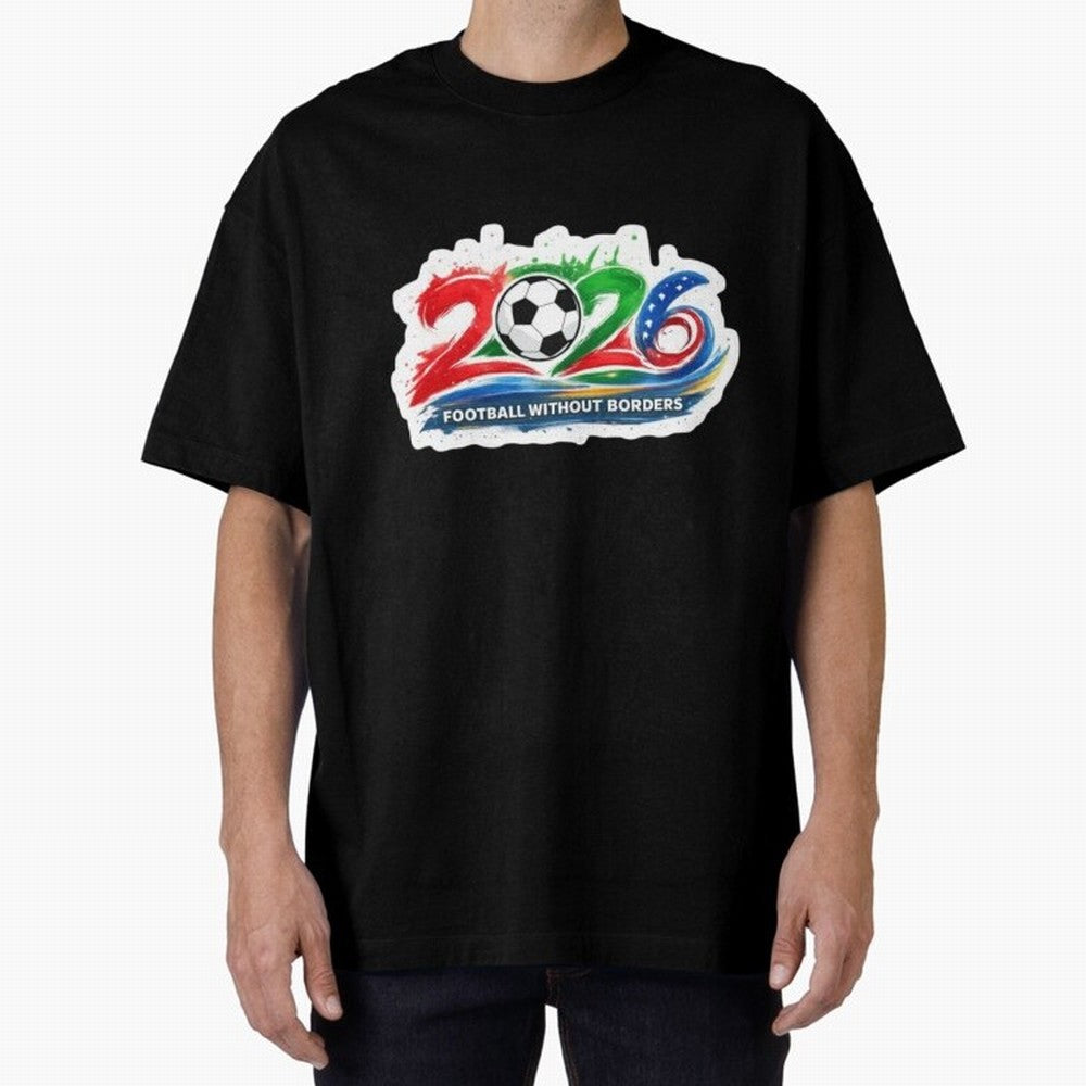 Football Without Borders 2026 Artistic Logo Oversized T-Shirt Stand Out with Spirit from FIFA World Cup 2026 Spirit, Centered on Portugal, Cristiano Ronaldo, Stadium Chants, National Pride, Trophy Dreams and Unforgettable Football Memories; Made