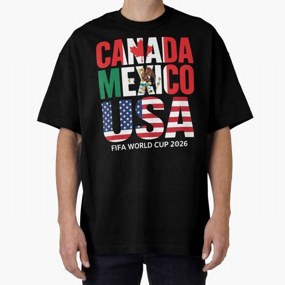 Canada Mexico USA 2026 World Cup Host Nations Oversized T-Shirt Follow the Final Road of the FIFA World Cup 2026 Journey through Messi, Neymar and Mbappe Highlights, England and Germany Pride, Champion Mindset, Group Stage Buzz, Knockout Tension