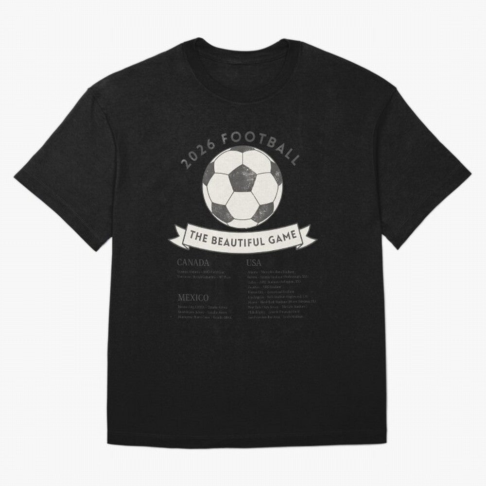 2026 Football Soccer Host Cities Beautiful Game Oversized T-Shirt Step into FIFA World Cup 2026 Group Stage Driven by Messi, Neymar and Mbappe, England, France and Netherlands Energy, Football Festival Excitement, Trophy Ambitions, Country