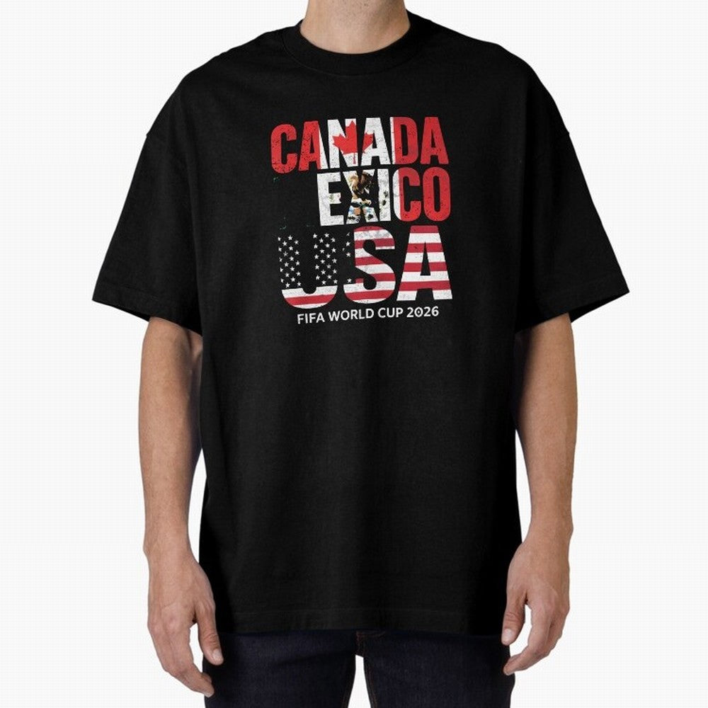 United 2026 World Cup - Canada, Mexico, USA Flags T-Shirt_83138002 Oversized T-Shirt Bring Trophy Dreams to Global Football Passion for FIFA World Cup 2026, Filled with Cristiano Ronaldo, Haaland and CR7, Germany, Sports Nostalgia, International