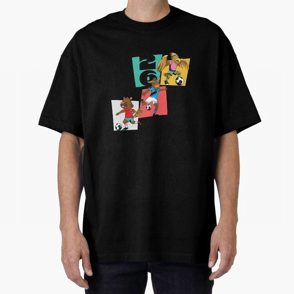 North America Mascots 2 T-Shirt_83568192 Oversized T-Shirt Bring a Champion Mindset to Global Football Passion for FIFA World Cup 2026, Capturing Mbappe and Neymar, England, France and Netherlands, Classic Soccer Heritage, Championship Pressure,