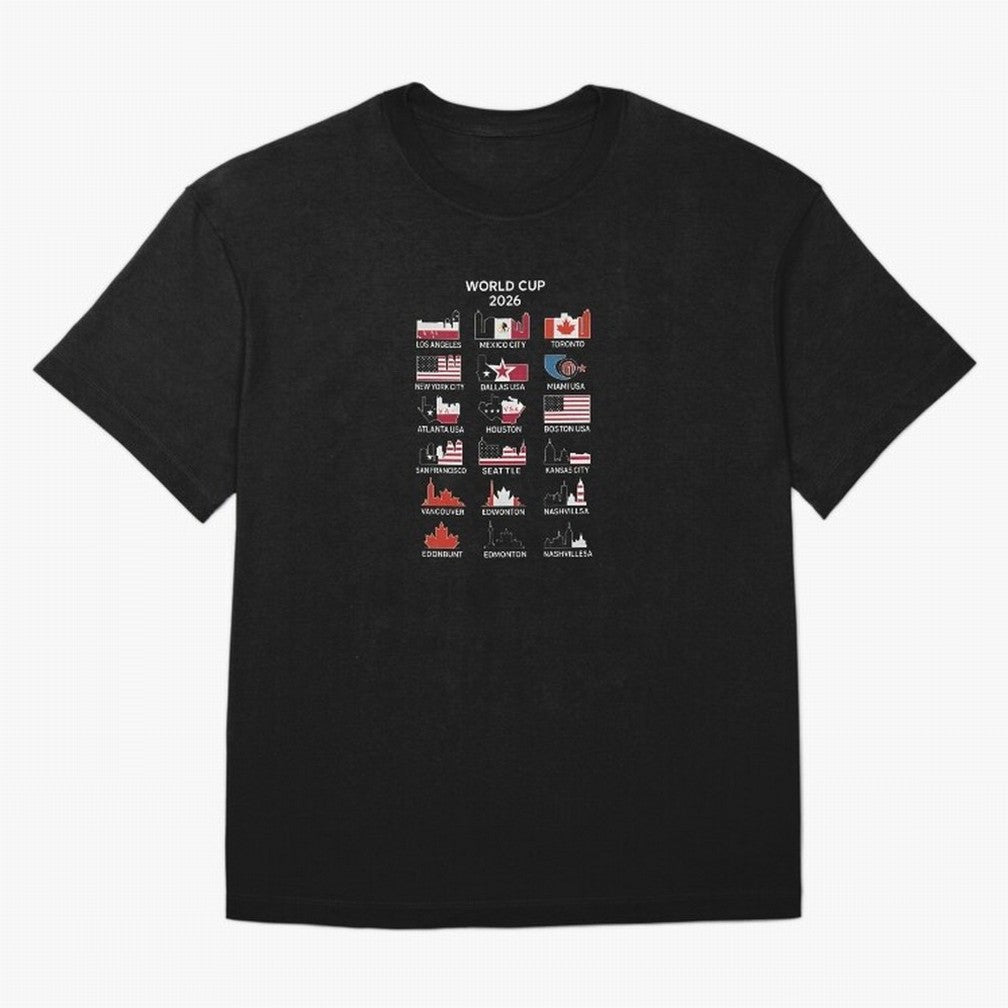 World Cup 2026 Host Cities T-Shirt_84292126 Oversized T-Shirt Enjoy the Biggest Football Party of Global Football Passion for FIFA World Cup 2026 USA Canada Mexico, Inspired by Haaland, Argentina, Worldwide Fan Energy, Dramatic Goals, Stadium