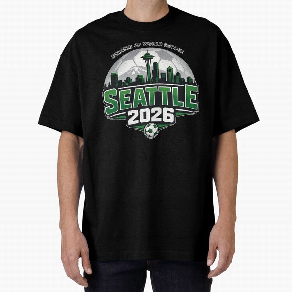 World Soccer Tournament Cup 2026 Seattle Oversized T-Shirt Celebrate the Stars of Global Football Passion for FIFA World Cup 2026 USA Canada Mexico, with Neymar, Argentina, Goal Celebration Energy, Supporter Heritage, Football Icons and Worldwide