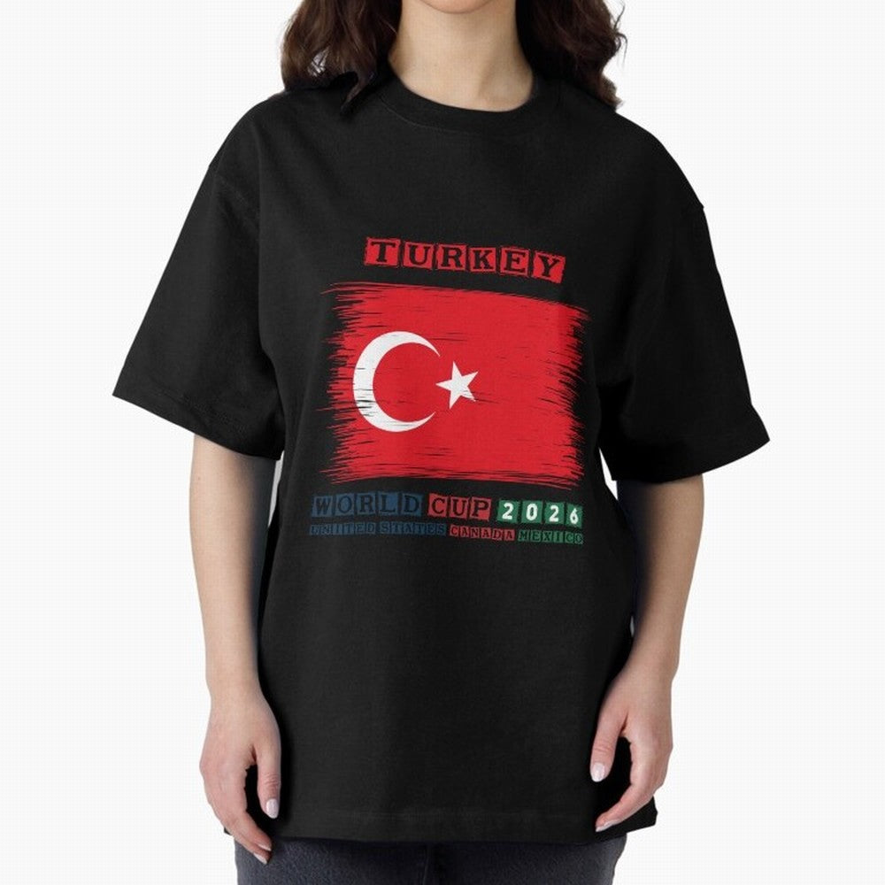 TURKEY WORLD CUP 2026 Oversized T-Shirt Honor the Football Icons of FIFA World Cup 2026 USA Canada Mexico for Fans of Neymar and England, Bringing Classic Soccer Heritage, Championship Pressure, Fan Loyalty and International Pride; Made for