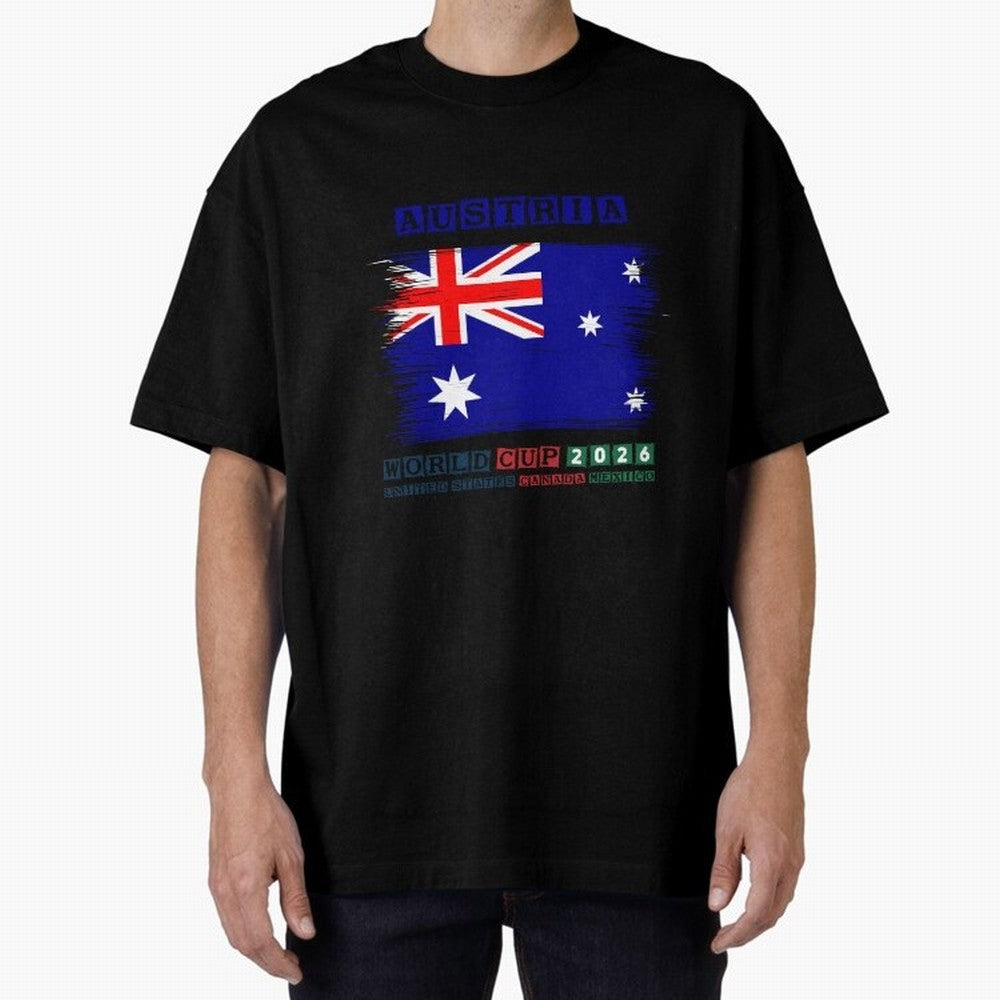 AUSTRIA WORLD CUP 2026 Oversized T-Shirt Show Match Day Excitement for the FIFA World Cup 2026 Group Stage Journey through Cristiano Ronaldo Highlights, Argentina and Brazil Pride, Supporter Pride, Iconic Celebrations, Legendary Names and Global