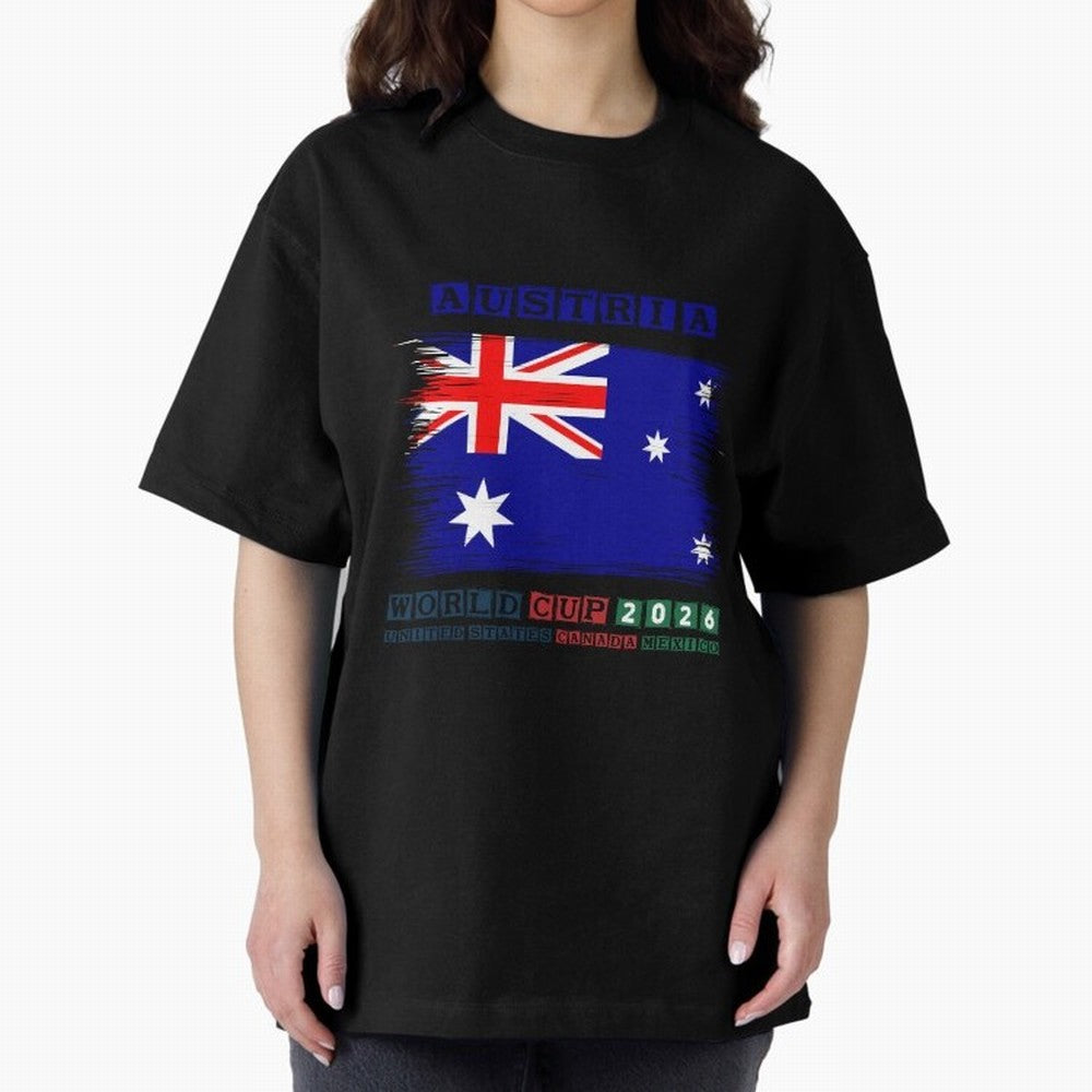 AUSTRIA WORLD CUP 2026 Oversized T-Shirt Show Match Day Excitement for the FIFA World Cup 2026 Group Stage Journey through Cristiano Ronaldo Highlights, Argentina and Brazil Pride, Supporter Pride, Iconic Celebrations, Legendary Names and Global
