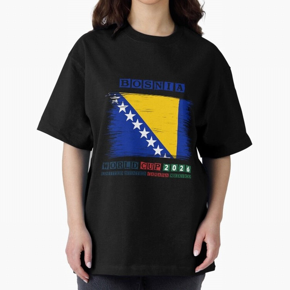 BOSNIA WORLD CUP 2026 Oversized T-Shirt Keep Football History Alive during FIFA World Cup 2026 Group Stage Built around Mbappe and Neymar, Argentina, France and Brazil Energy, Retro Football Energy, Iconic Rivalries, Trophy Chase Drama and Stadium