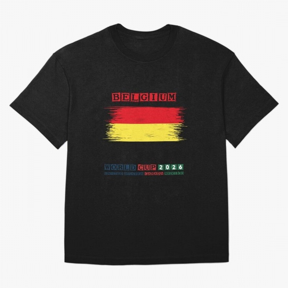 BELGIUM WORLD CUP 2026 Oversized T-Shirt Bring Retro Soccer Energy to Global Football Passion for FIFA World Cup 2026 Group Stage, Driven by Messi and Cristiano Ronaldo, Argentina, France and Brazil, Goal Celebration Energy, Supporter Heritage,