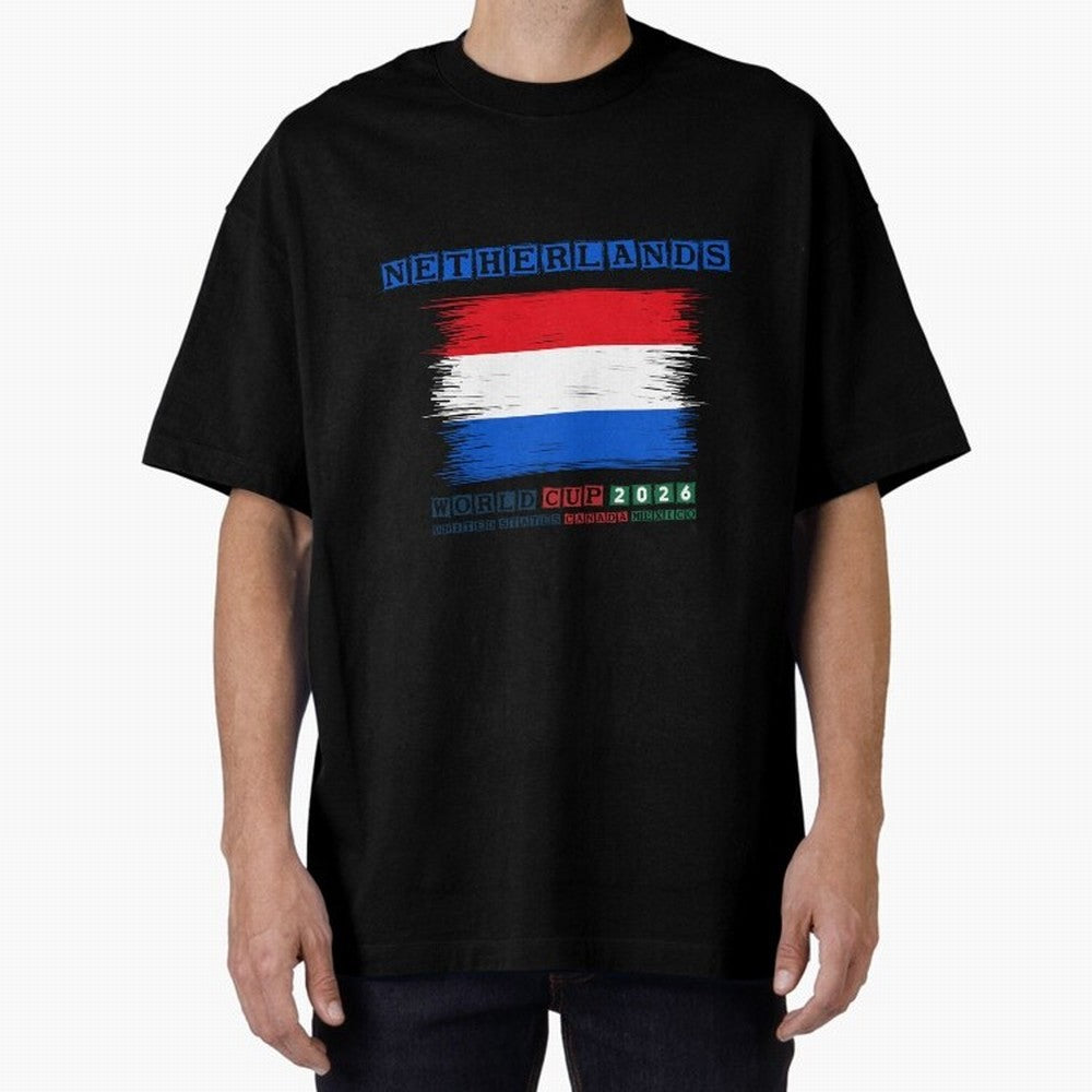 NETHERLANDS WORLD CUP 2026 Oversized T-Shirt Show Support during FIFA World Cup 2026 Spirit, Capturing Portugal, Neymar, Worldwide Fan Energy, Dramatic Goals, Stadium Lights and Championship Celebrations; Perfect for Fans, Collectors, Family