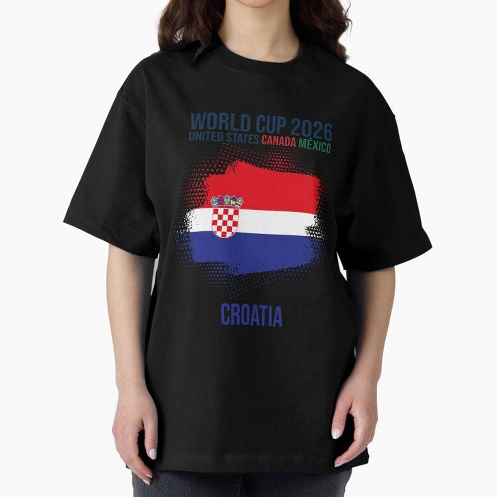 CROATIA WORLD CUP 2026 Oversized T-Shirt Share Match Day Hype around FIFA World Cup 2026, Messi and Cristiano Ronaldo, Brazil, Goal Celebration Energy, Supporter Heritage, Football Icons and Worldwide Tournament Joy; Great for Supporters Who Love