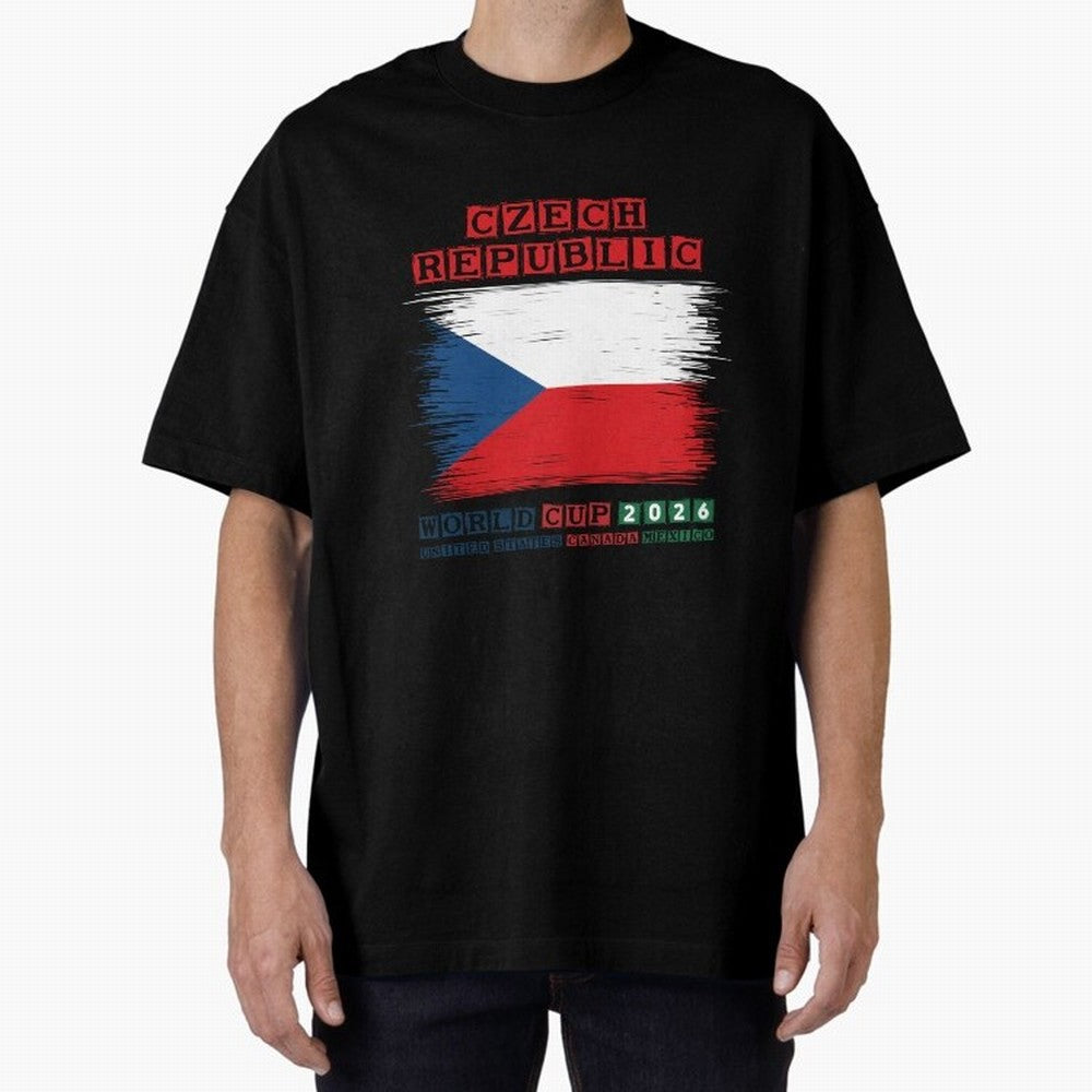 Czech Republic WORLD CUP 2026 Oversized T-Shirt Celebrate Rivalries and Pride in Match Day Hype around FIFA World Cup 2026, Haaland and Mbappe, France, Fan Favorite Moments, National Team Passion, Big Match Drama and Soccer History; Perfect for