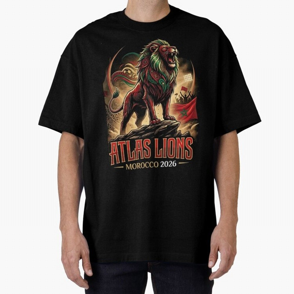 Morocco Team - World Cup 2026 Fan Oversized T-Shirt Show Up for the Glory of Global Football Passion for FIFA World Cup 2026 USA Canada Mexico, Featuring CR7, Spain, Worldwide Fan Energy, Dramatic Goals, Stadium Lights and Championship