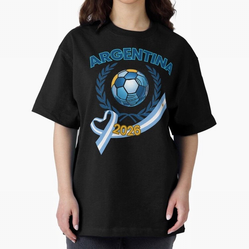 Argentina 2026 Oversized T-Shirt Celebrate the Biggest Stage of FIFA World Cup 2026 Inspired by Messi, Argentina, France and Brazil Energy, Worldwide Fan Energy, Dramatic Goals, Stadium Lights and Championship Celebrations; Perfect for Supporters