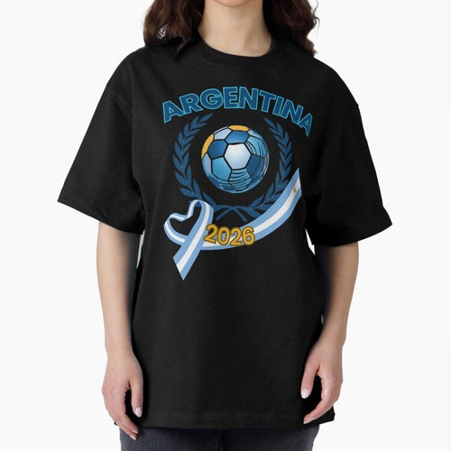 Argentina 2026 Oversized T-Shirt Celebrate the Biggest Stage of FIFA World Cup 2026 Inspired by Messi, Argentina, France and Brazil Energy, Worldwide Fan Energy, Dramatic Goals, Stadium Lights and Championship Celebrations; Perfect for Supporters